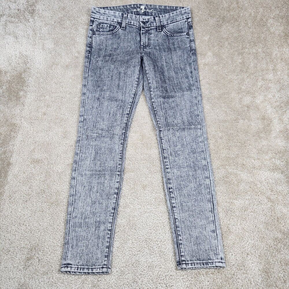 7 Seven For All Mankind Straight Acid Wash Denim Jeans Sz 26 Made In USA A980